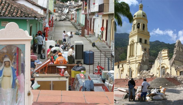 Desde el 16 de diciembre se empezaron a agrietar, caer y desaparecer las casas de Santa Anita, Nueva Granada, Casa Teja, San José. Del cataclismo no se salvaron ni la iglesia ni el hospital. Archivo