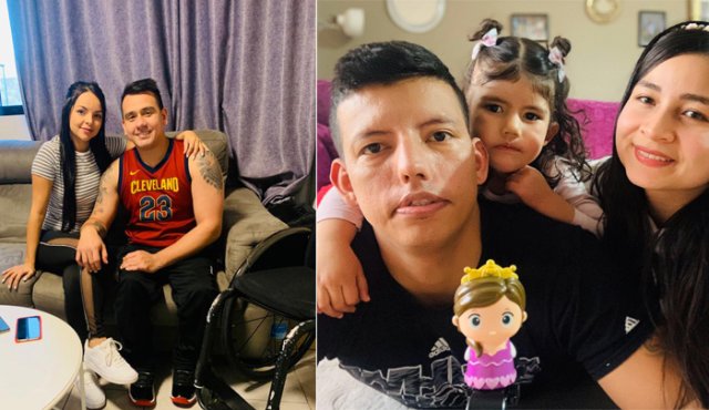 Jhoan Vargas y su novia viven en el País Vasco. Jhon Hernández, acompañado de su hija Laiha Valentina y su esposa Yurley.
Cortesía