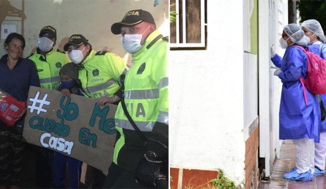 Hasta los hogares llega la policía para invitar a las familias a permanecer en casa durante la cuarentena. Cortesía