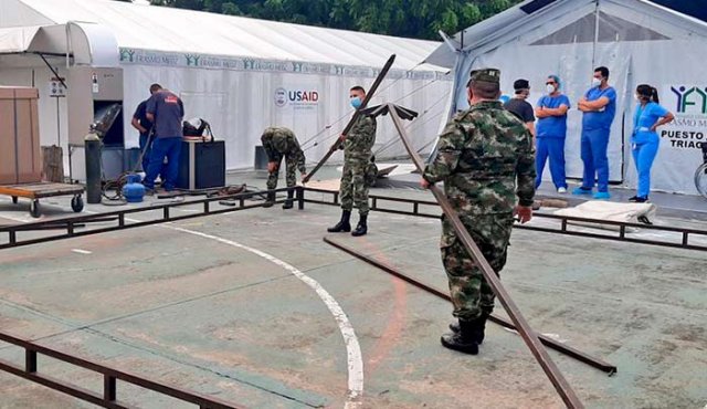 Una de las carpas donadas por el Alto Comisionado de las Naciones Unidas para los Refugiados (ACNUR). Cortesía