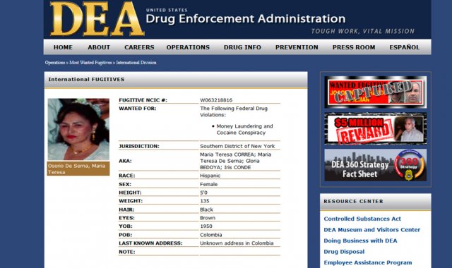 Captura del portal de la DEA