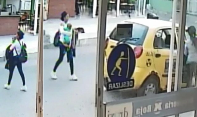 La secuestradora quedó registrada en cámaras de seguridad cuando abordaba un taxi con el bebé en sus brazos, hacia la Terminal de Transportes.
Tomadas de un video de la Policía