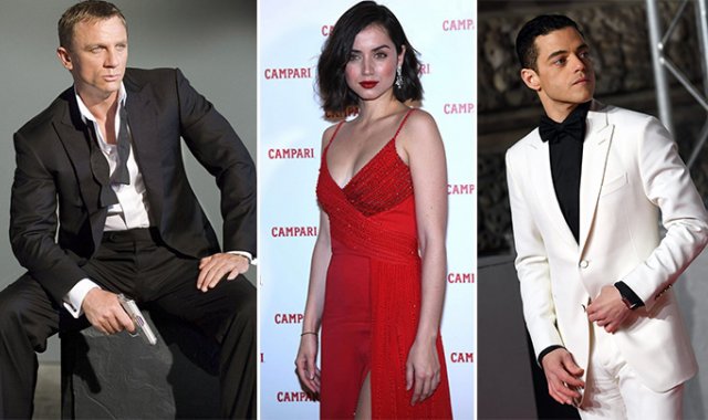 Daniel Craig, Ana de Armas y Rami Malek. AFP