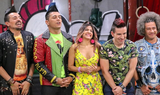 En la foto: Maicol (Rafael Zea), Germán (Santiago Alarcón),Patty (Aida Bossa), ‘El Tigre’ (Jesús Forero) y ‘Bulto e’sal’ (Javier Peraza). Cortesía