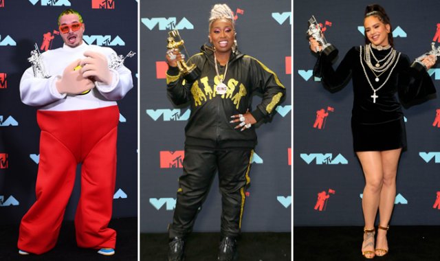 J Balvin, Missy Elliott y Rosalía. AFP
