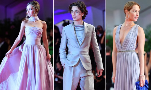 Lily-Rose Depp, Timothee Chalamet y Cristiana Capotondi.  AFP