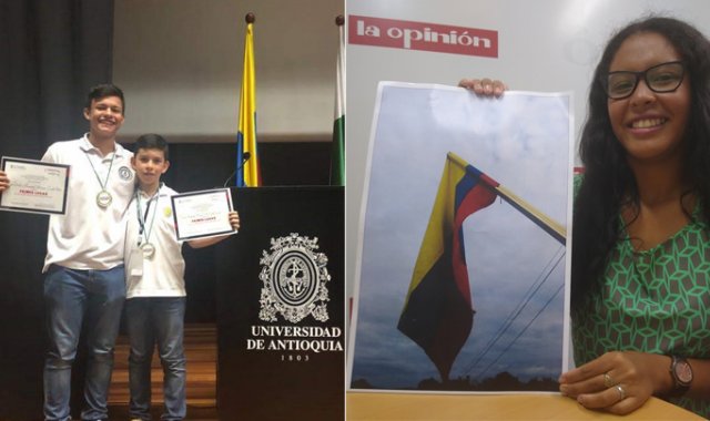 Juan Sebastián Hernández y David Alejandro Barrera, del Colegio Calazans se destacaron en las Olimpiadas de Matemáticas. Nicol Grisales hizo parte de la comitiva de filosofía de la Institución Educativa Julio Pérez Ferrero. Cortesía