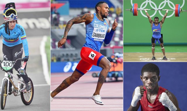Mariana Pajón (BMX), Anthony Zambrano (atletismo), Yuberjén Martínez (boxeo) y Óscar Figueroa (pesas).  Colprensa