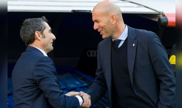Ernesto Valverde y Zinedine Zidane suman la misma cantidad de puntos (35) tras 16 fechas disputadas. La última vez que el Real Madrid ganó por Liga, fue el 2 de abril de 2016, dos goles por uno.
 AFP