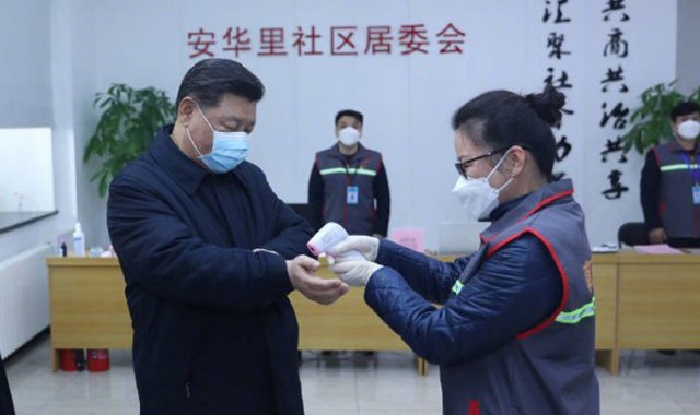 Xi Jinping inspecciona labores de prevención y control del coronavirus en Beijing. China Xinhua Español (Twitter: @XHespanol)