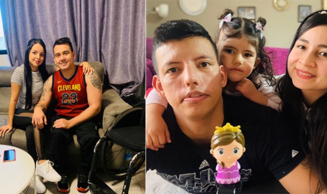 Jhoan Vargas y su novia viven en el País Vasco. Jhon Hernández, acompañado de su hija Laiha Valentina y su esposa Yurley.
 Cortesía