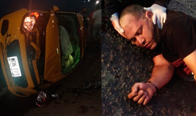 El taxista quedó tendido en el piso. Cortesía
