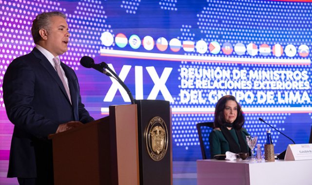 El presidente Iván Duque en la instalación de la XIX Reunión de Ministros de Relaciones Exteriores del Grupo de Lima. Colprensa