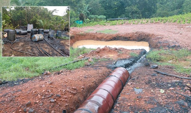 Estas estructuras ilegales utilizadas para el procesamiento de crudo hurtado, hacían parte de uno de los eslabones de la cadena del narcotráfico. Cortesía