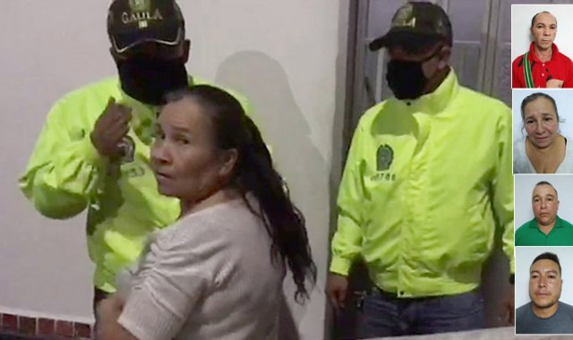 Los capturados tenían unos roles específicos para lograr el dinero de parte de los familiares de la presunta víctima. Nain Antonio García, Luz Mary García Parada, Elid Antonio García y Orielso Barbosa. Policía Nacional