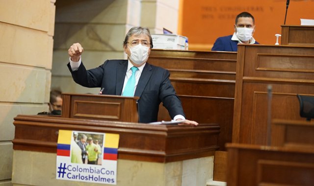 Intervención del Ministro de Defensa Carlos Holmes Trujillo en la moción de censura de la plenaria de la Cámara de Representantes. Colprensa