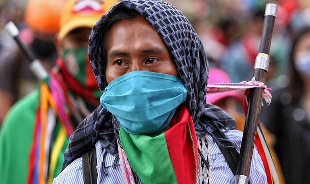 Minga Nacional, indígenas del Cauca y de diferentes regiones del país se manifiestan en la Ciudad de Bogotá para hacerle un llamado de atención al Gobierno Nacional, sobre la grave situación de derechos humanos y de sus territorios que está ocurriendo en todo el país. Colprensa