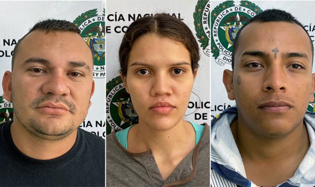 Ronny Rodríguez, Maritza Suárez y Brayan Ríos. Policía Nacional