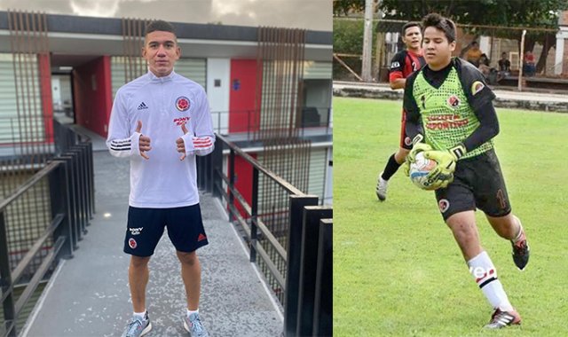 Jafe Rolan David Pérez Díaz, volante cucuteño de la escuela Sarmiento Lora de Cali.y Jaider Yesid Navarro Olivares, arquero cucuteño. Cortesía