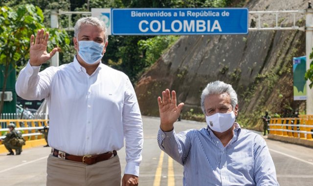 Los mandatarios se reunieron en la frontera con Ecuador. Colprensa